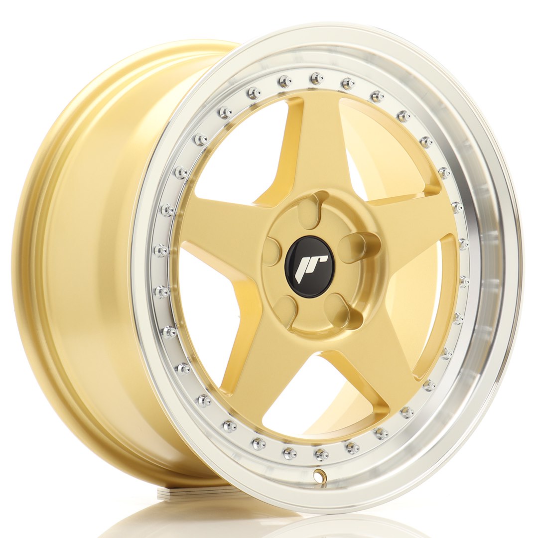 JR Wheels JR6 17x8 ET20-35 5H BLANK Gold w/ Machined Lip
