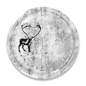 Round tray 49 cm - Reindeer with tracks - Granite