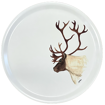 Round tray 38 cm - Reindeer - Boazu - White