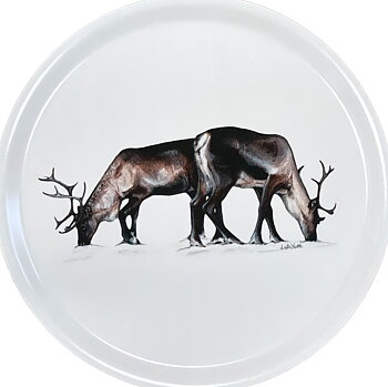 Round tray 38 cm - Grazing reindeers