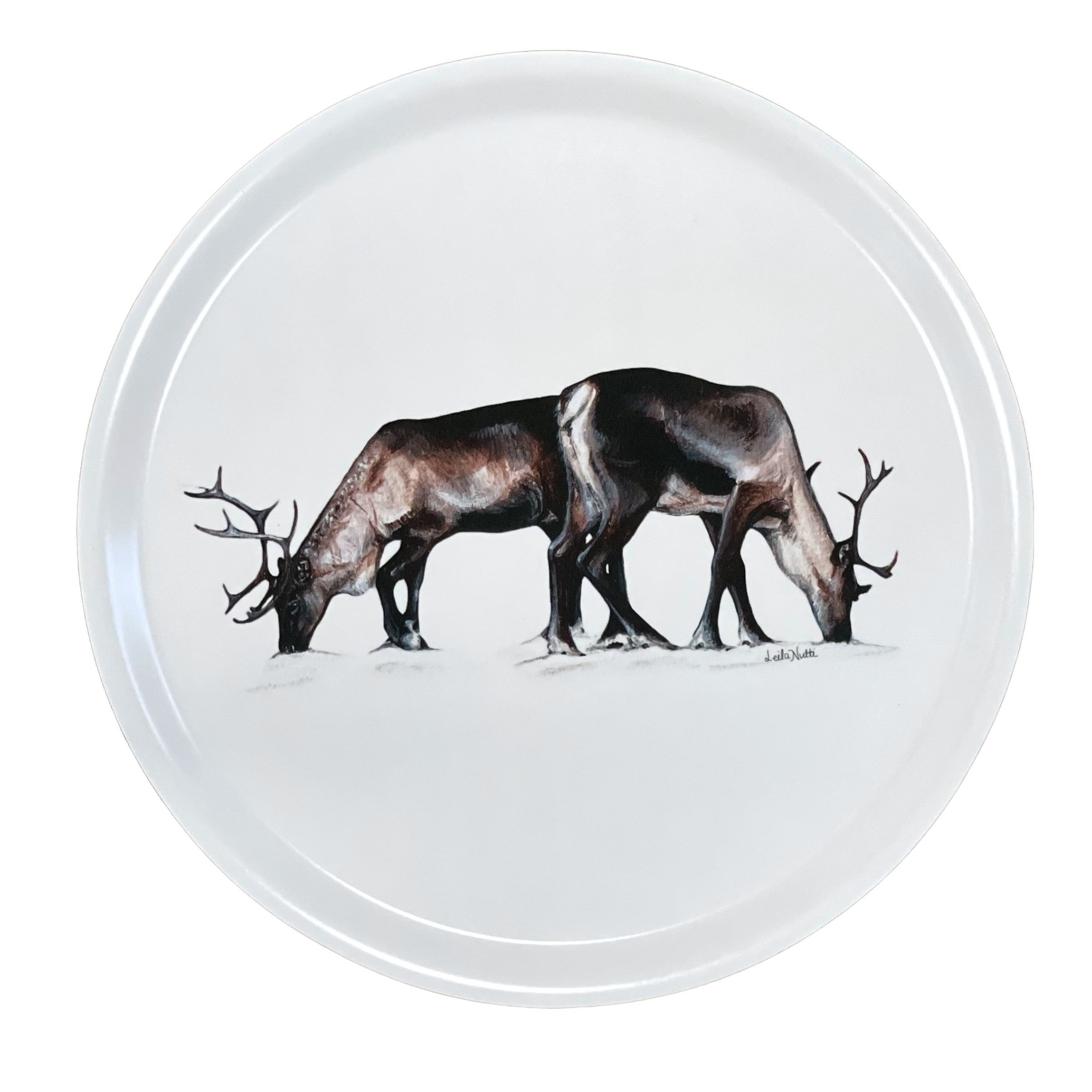 Round tray 38 cm - Grazing reindeers - 2