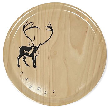 Round tray 38 cm - Reindeer with tracks - Birch