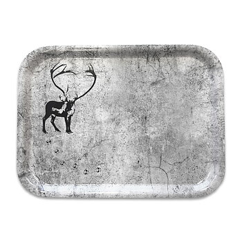 Rectangular tray 27x20 cm - Reindeer with tracks - Granite