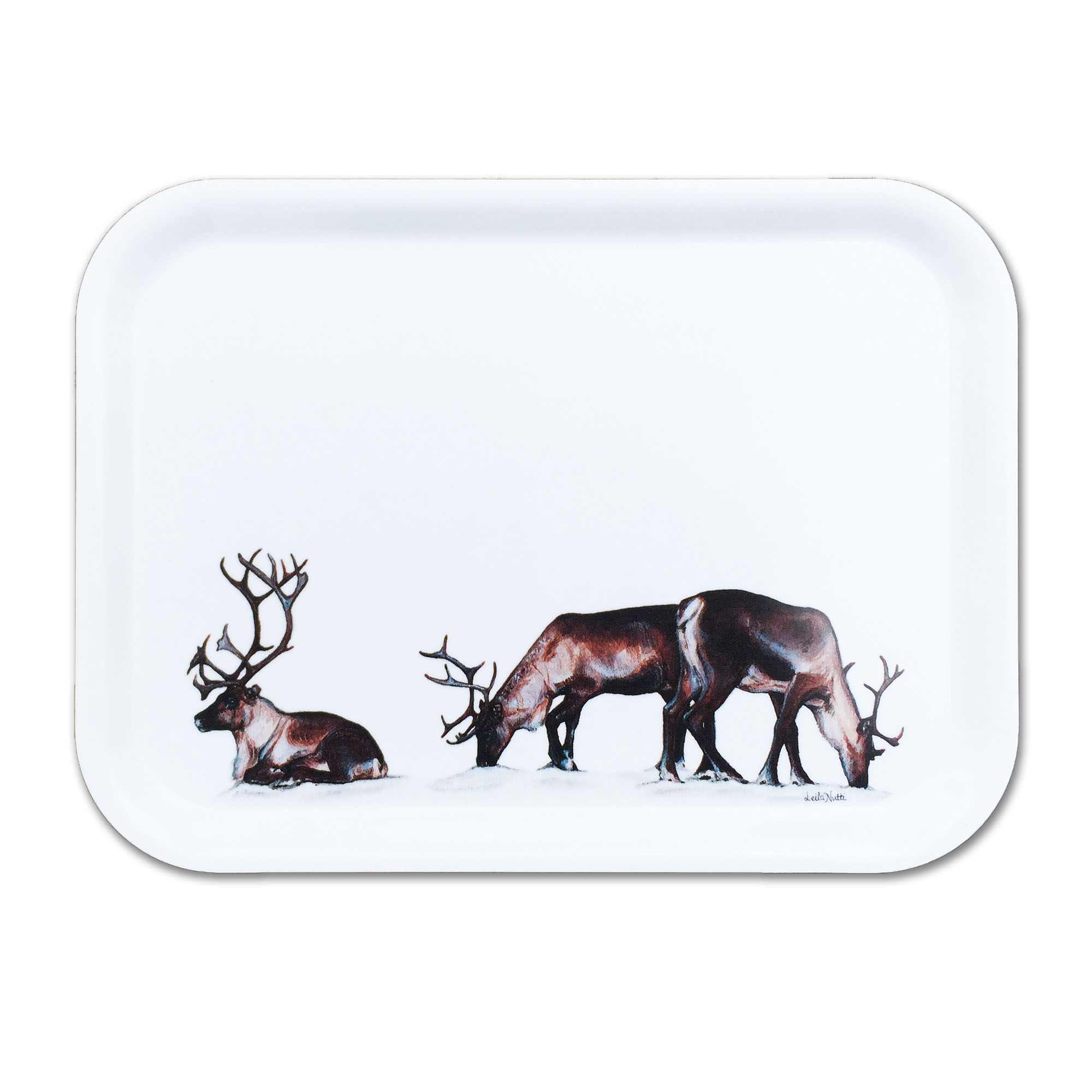 Rektangulär bricka 27x20 cm - Betande renar