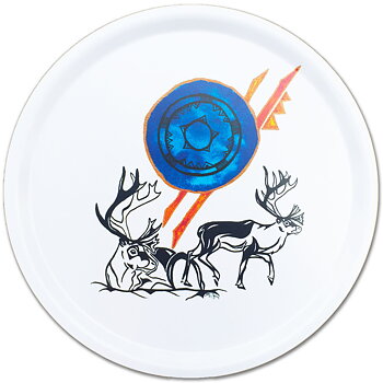 Round tray 38 cm - Reindeer couple