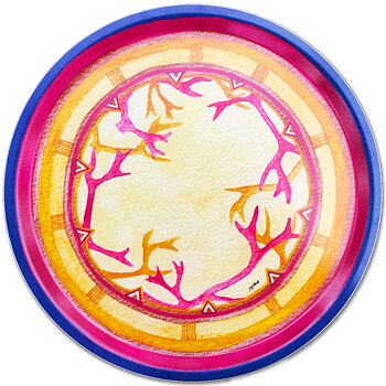 Round tray 38 cm - Coloured antlers