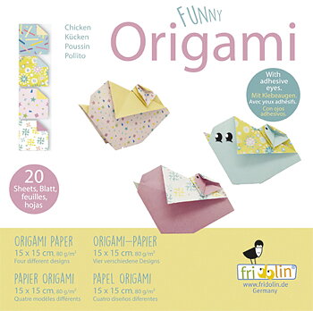 Funny Origami 15x15 cm, Kycklingar, Svårighetsgrad: Normal