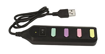 Mini USB Hub, grenkontakt för USB-sladdar, 4 portar, svart