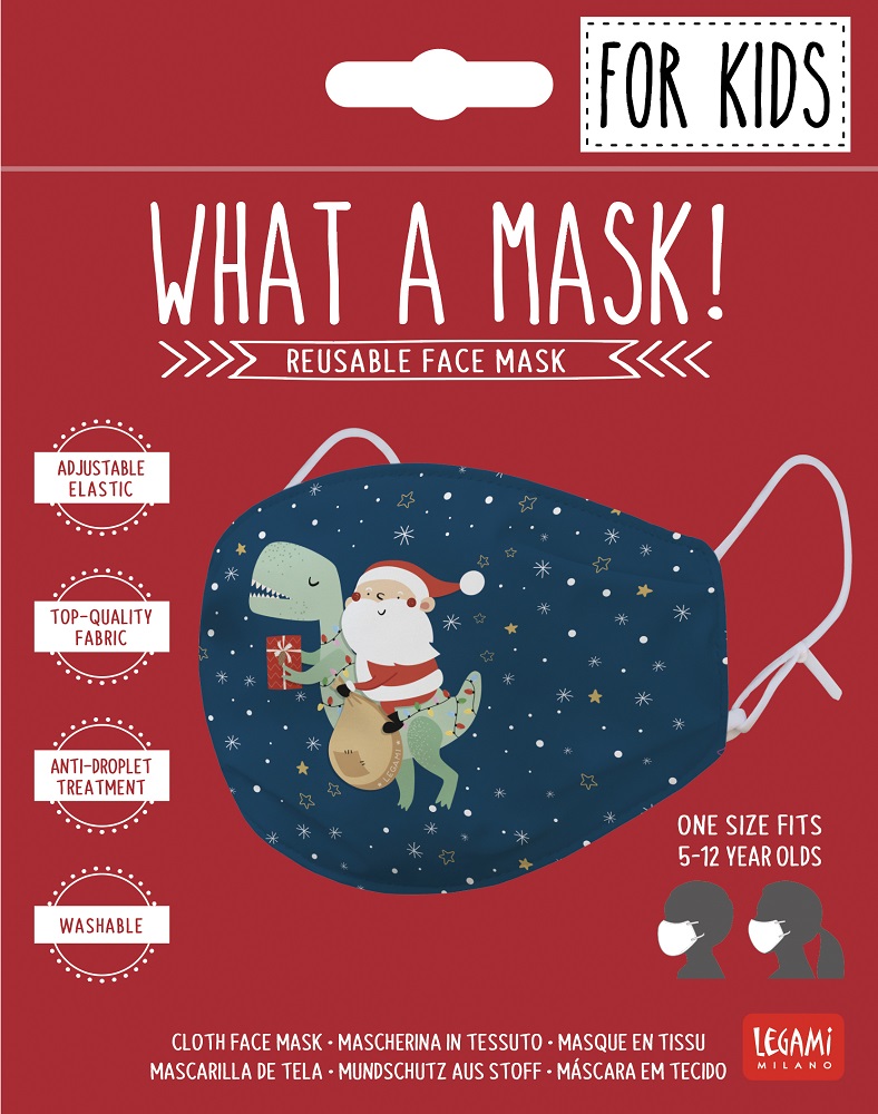 Munskydd/Ansiktsmask av tyg, Kids size, Santasaurus - 2