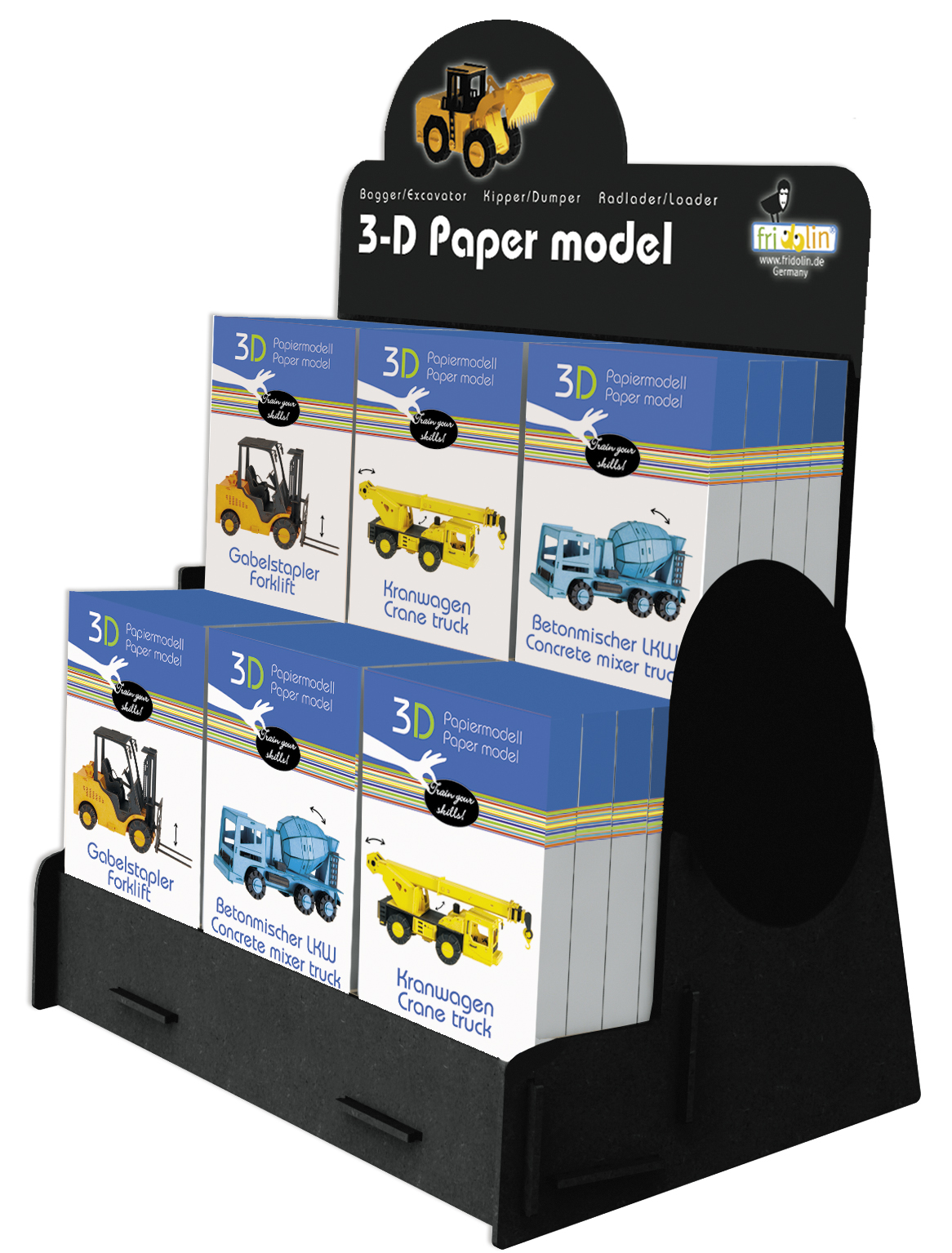 3D-Pappersmodeller, Anläggningsmaskiner, serie 2, Bordsdisplay med 36 st.