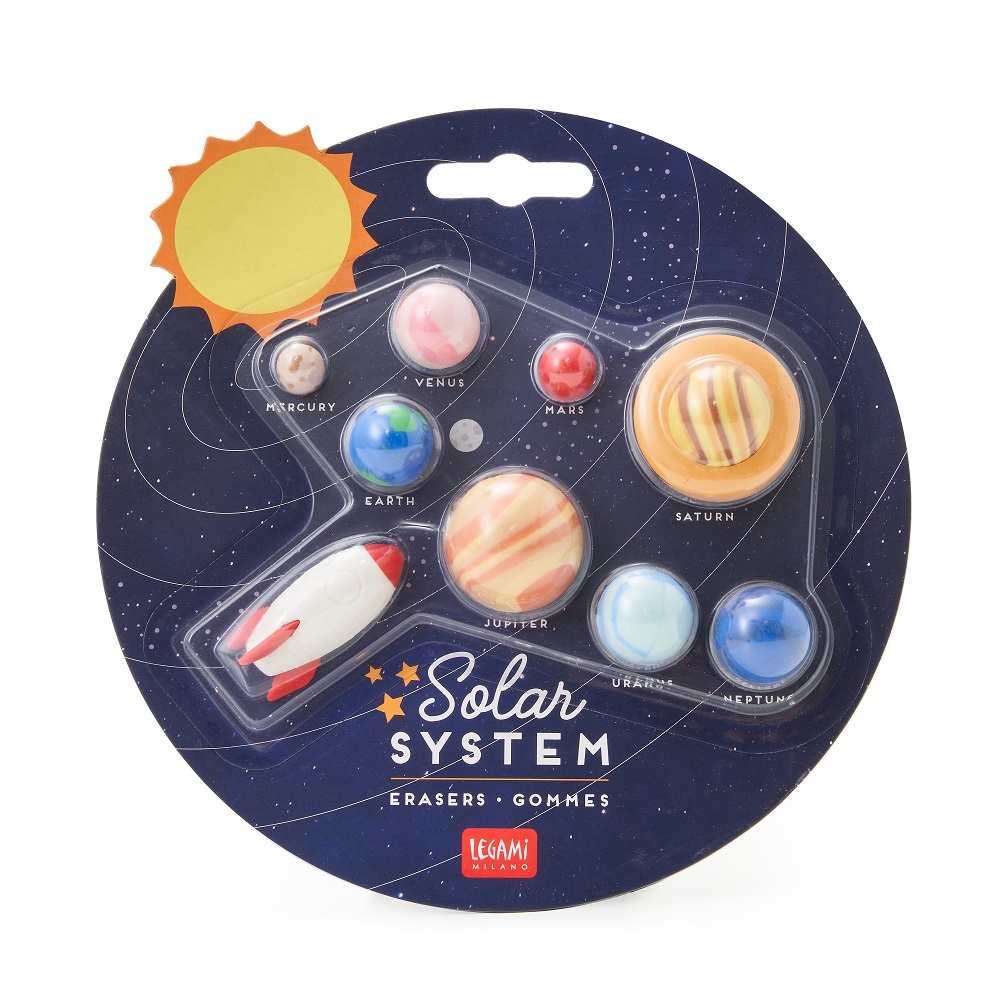 Solar system, set med 9 suddgummin