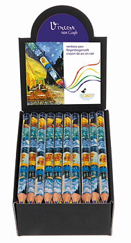 Blyertspennor med regnbågsstift, Vincent Van gogh. Display med 50 st. TEMA-produkt.