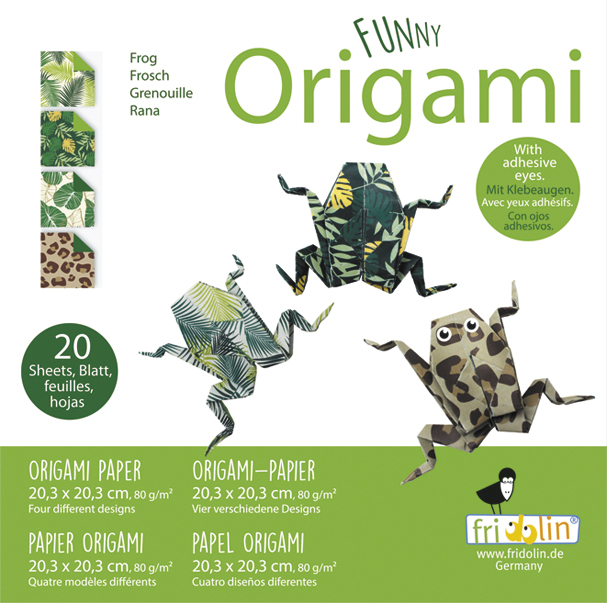 Funny Origami 20x20 cm, Frøer, Sværhedsgrad: Hard