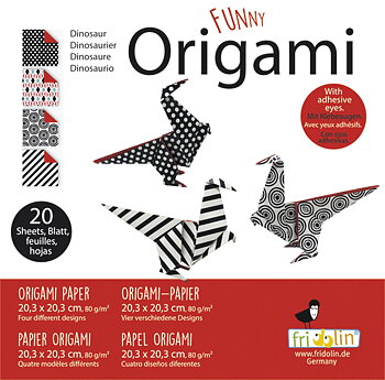 Funny Origami 20x20 cm, Dinosaurier, Svårighetsgrad: Normal