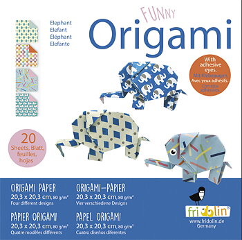 Funny Origami 20x20 cm, Elefanter, Svårighetsgrad: Hard