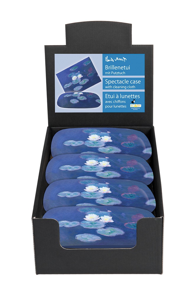 Brilleetuier med pudseklude, Claude Monet, Åkander, Borddisplay med 8 stk. TEMA-produkt