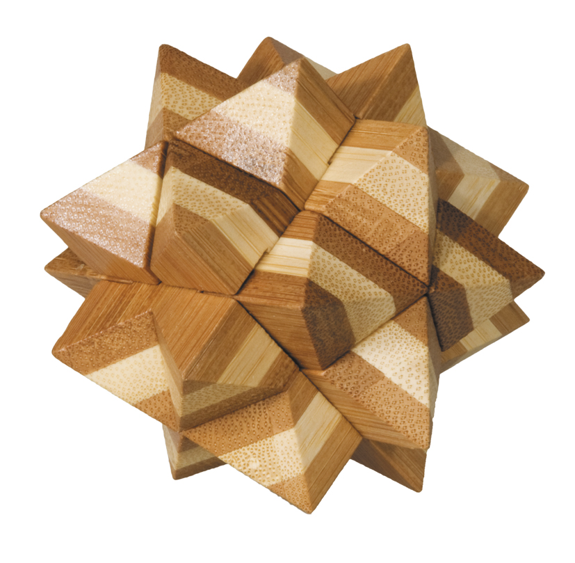 Bambus-3D-puslespil, naturfarvet, Stjerne, Sværhedsgrad: 4/5