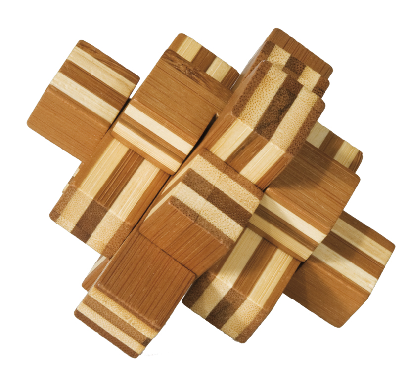 Bambu-3D-pussel, naturfärgat, Block, Svårighetsgrad: 3/5