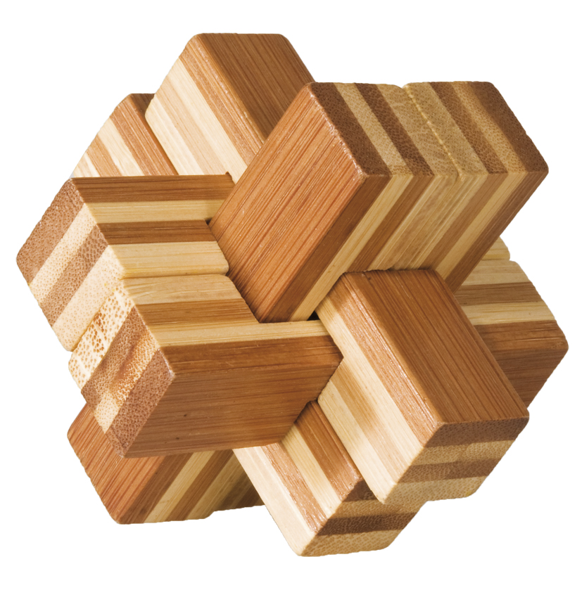 Bambu-3D-pussel, naturfärgat, Block-kors, Svårighetsgrad: 4/5