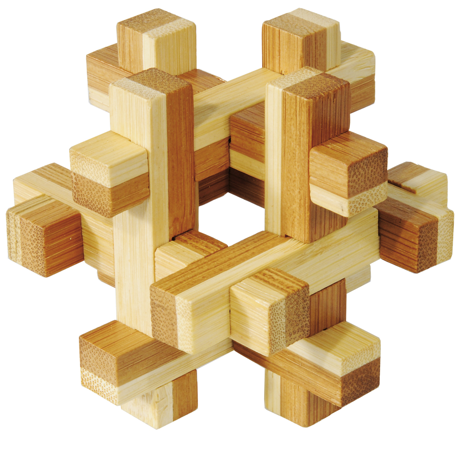 Bambu-3D-pussel, naturfärgat, Konstruktion, Svårighetsgrad: 3/5