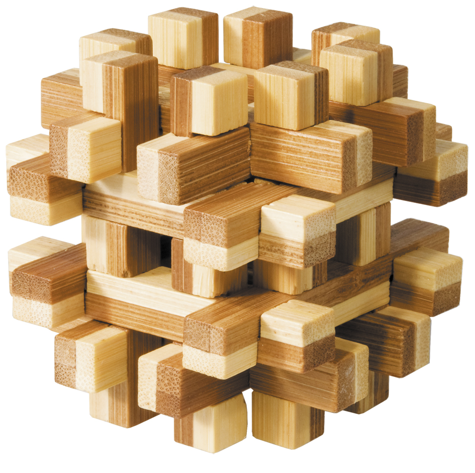 Bambu-3D-pussel, naturfärgat, Magiska block, Svårighetsgrad: 4/5