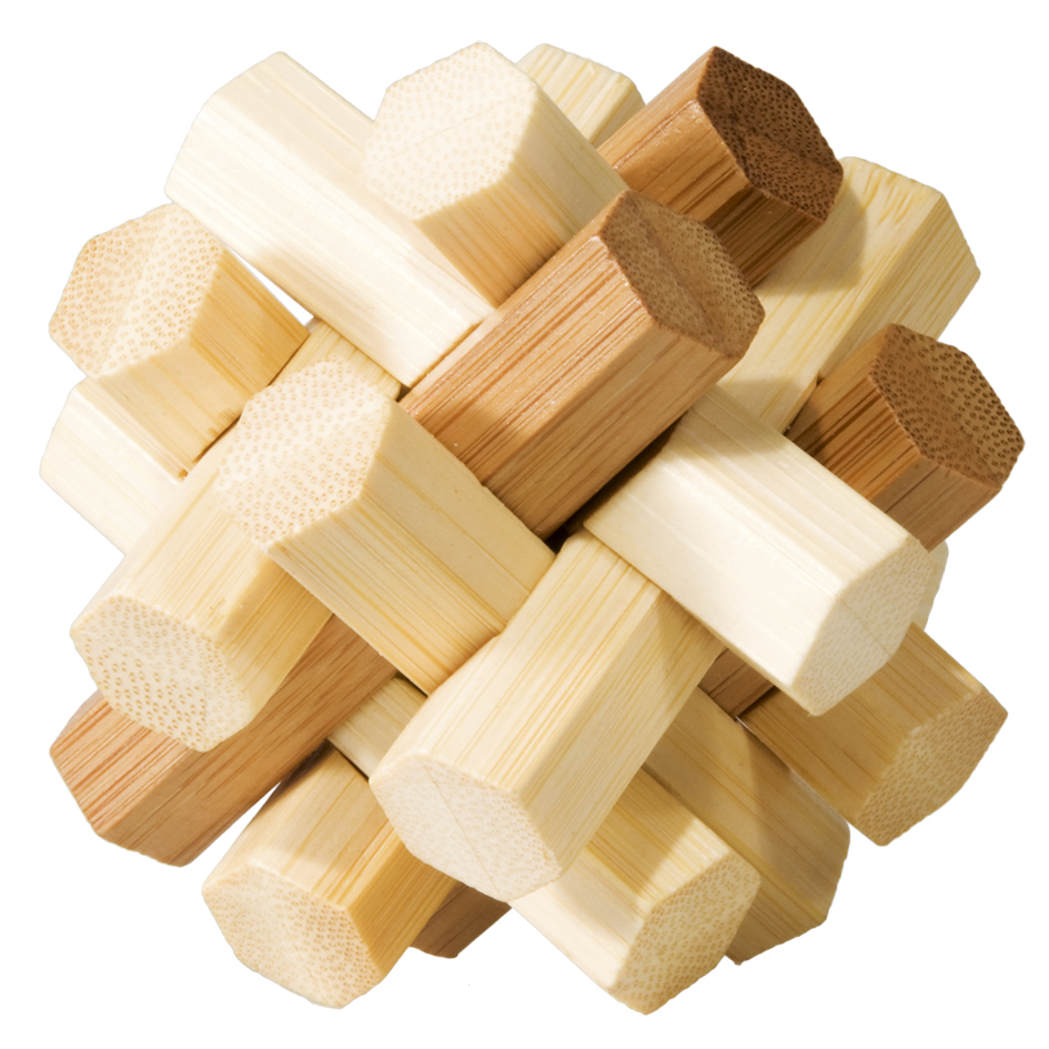 Bambu-3D-pussel, naturfärgat, Dubbel knut, Svårighetsgrad: 4/5