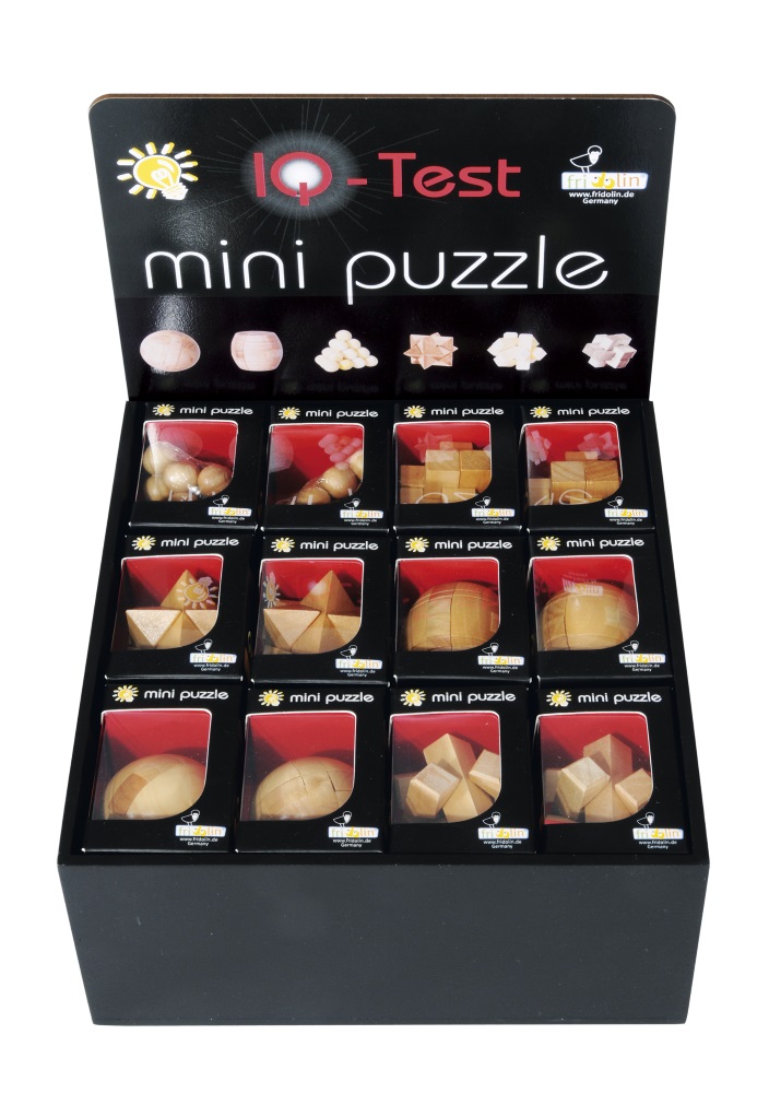 Trä-3D-pussel, naturfärgade, serie 1, Bordsdisplay med 24 st.