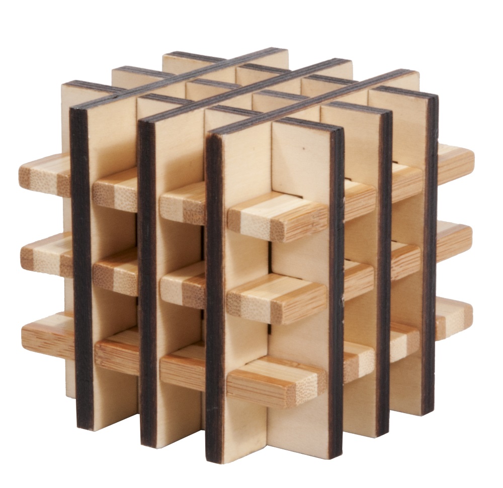 Bambus-3D-puslespil, naturfarvet, Multi square, Sværhedsgrad: 4/5