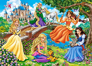 Princesses in Garden, puslespil med 180 brikker (B-018383)