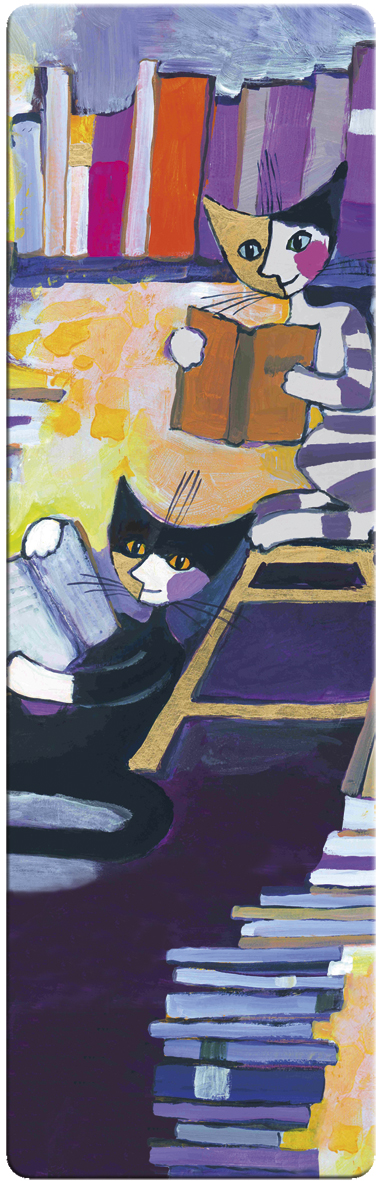 Bogmærke i pap, Læsende katte, Rosina Wachtmeister