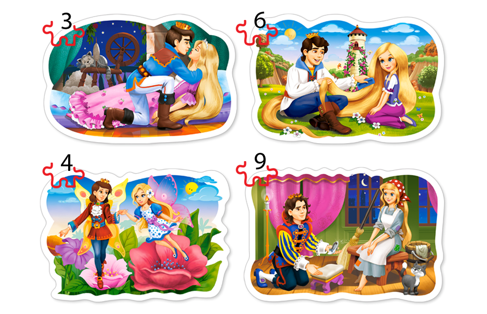 Fairytale Love, 4 pussel - 3, 4, 6 och 9 bitar (B-005093)