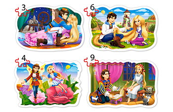Fairytale Love, 4 pussel - 3, 4, 6 och 9 bitar (B-005093)