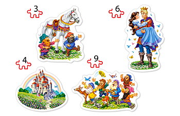 Snow White's Story, 4 pussel - 3, 4, 6 och 9 bitar (B-005109)