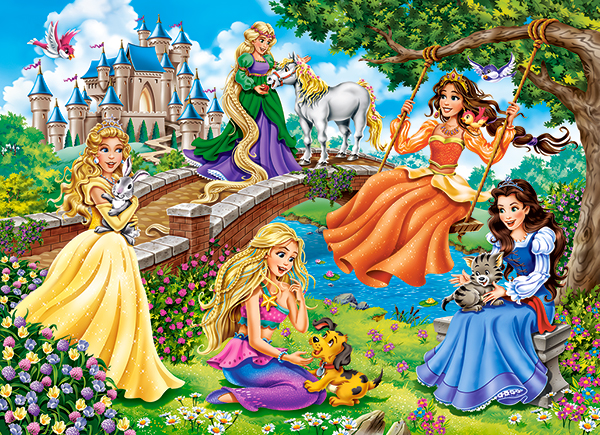 Princesses in Garden, puslespil med 70 brikker (B-070022)