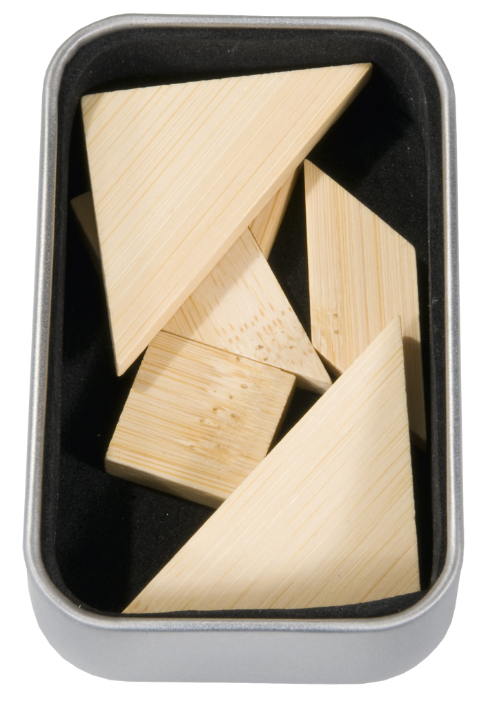 Bambu-3D-pussel i Metallask, grön, Tangram, Svårighetsgrad 2/5 - 4