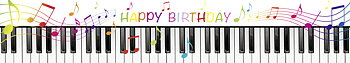 Panoramakort, Happy birthday-piano (5-51016)