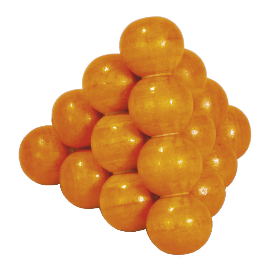 Trä-3D-pussel, Kul-pyramid, orange, Svårighetsgrad 2/5