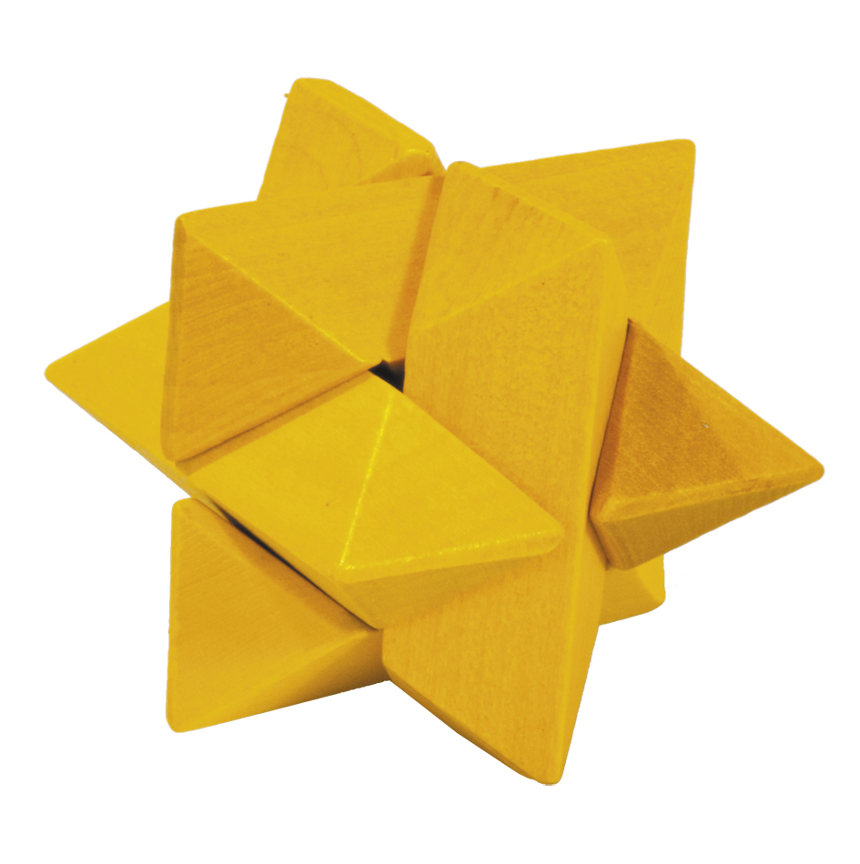 Trä-3D-pussel, Stjärna, gul, Svårighetsgrad 2/5