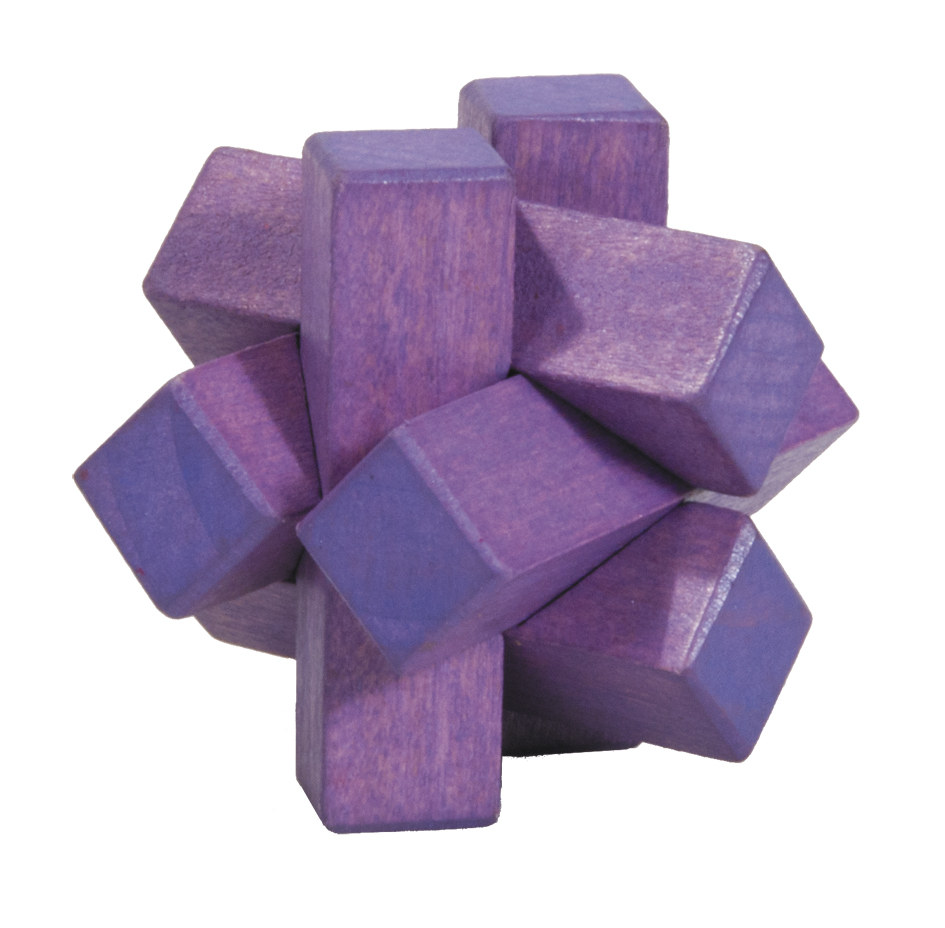 Trä-3D-pussel, Trä-knop, violett, Svårighetsgrad 2/5