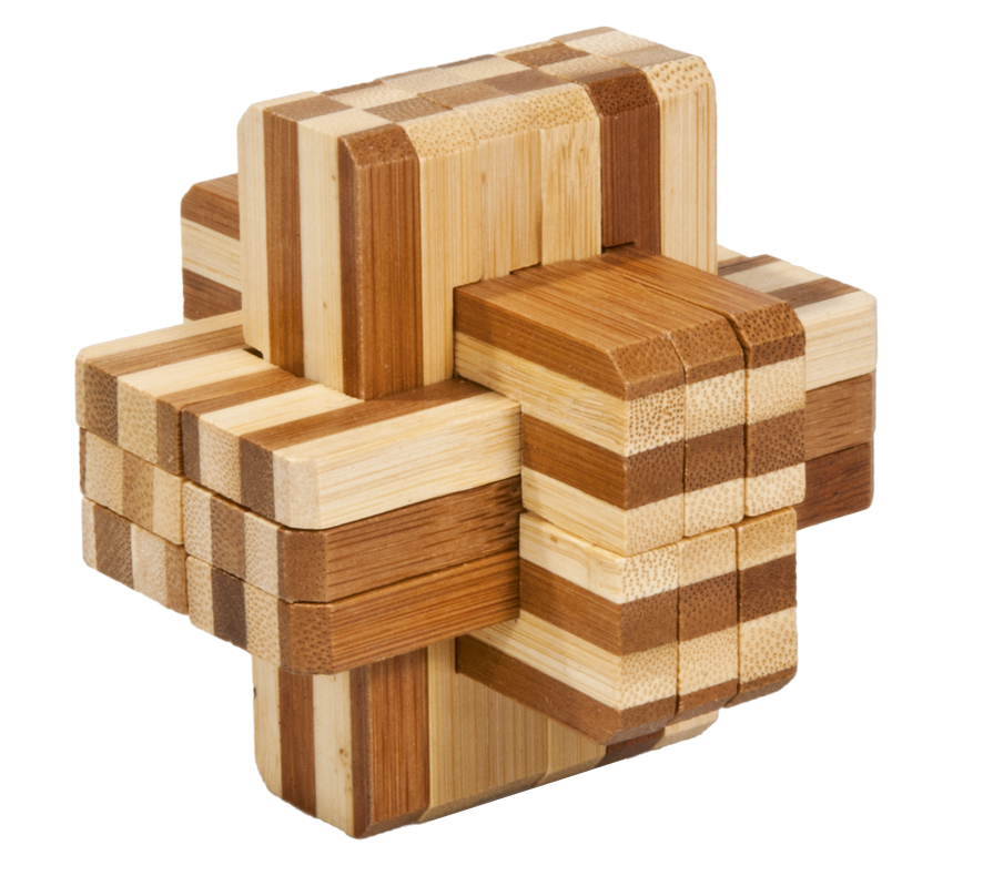 Bambu-3D-pussel, naturfärgat, Block-kors nr 2, Svårighetsgrad: 5/5