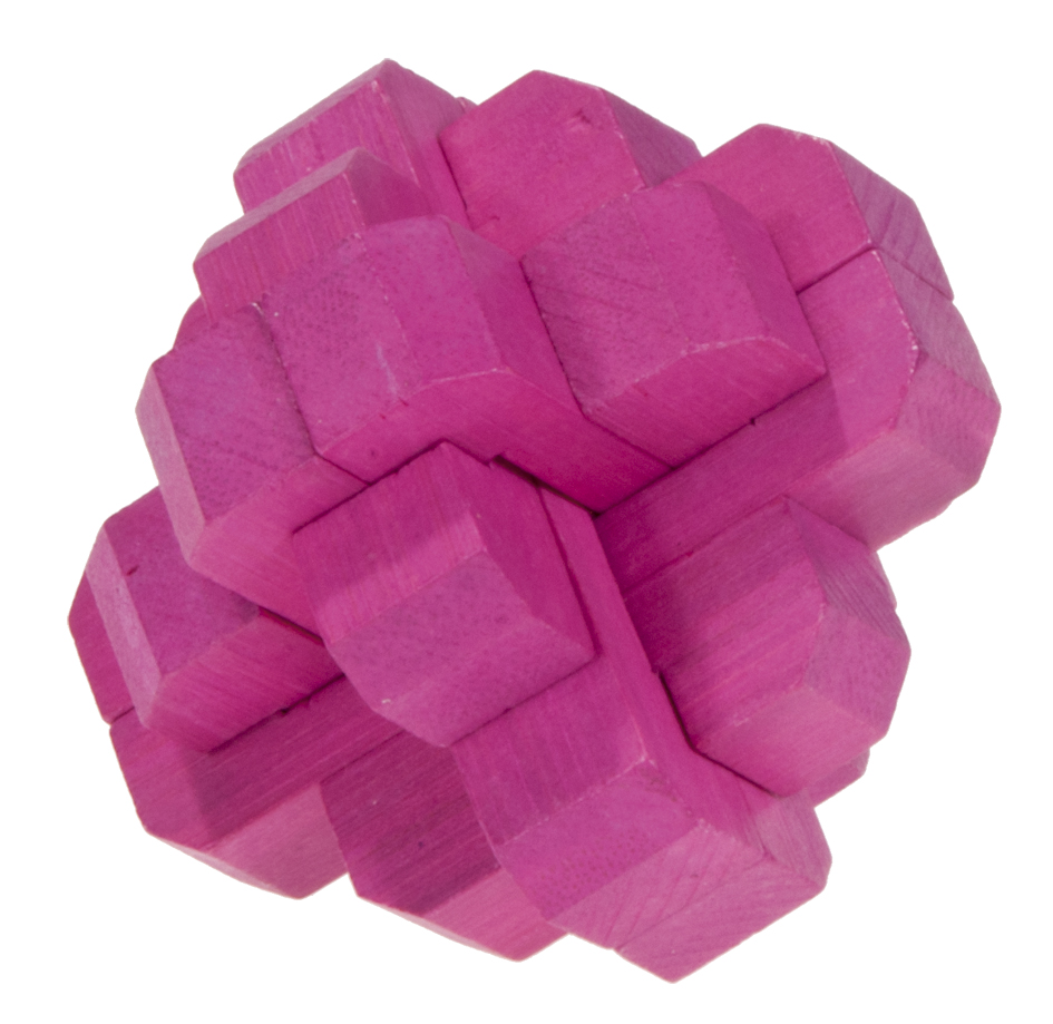 Bambus-3D-puslespil, farvet, Rund knude, rosa, Sværhedsgrad: 3/5