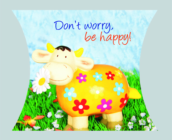 Gaveæske, Don't worry, be happy! (blomstret ko) (S-KS062)