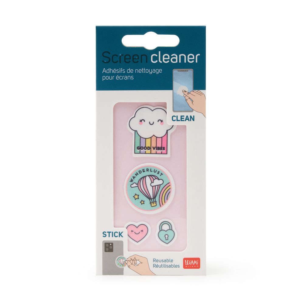Screen cleaner stickers, Good vibes, set med 4 st.