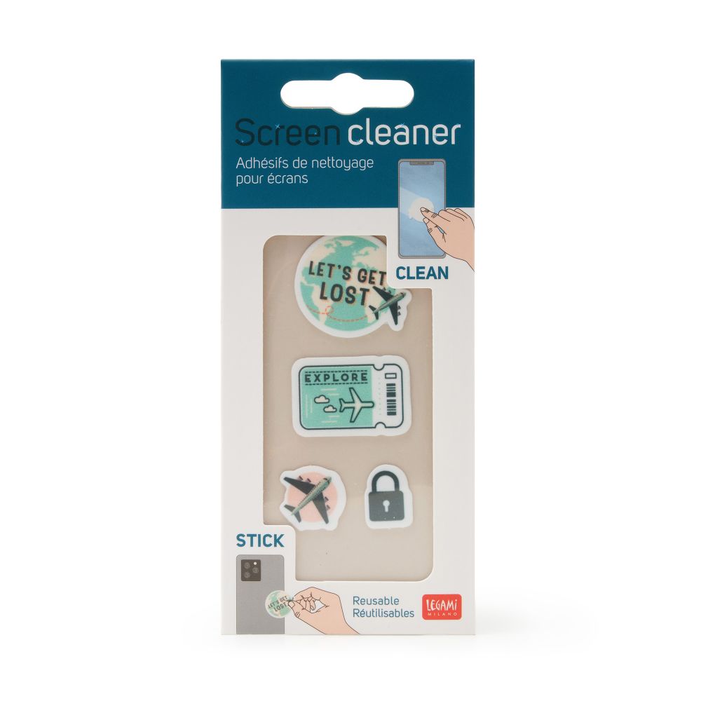 Screen cleaner stickers, Travel, set med 4 st.