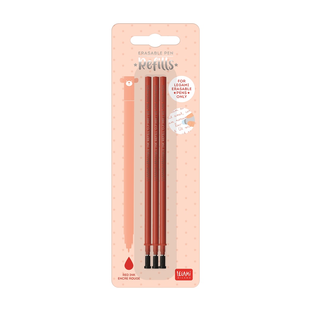 Refills för Erasable gel pens, 3 st., röda