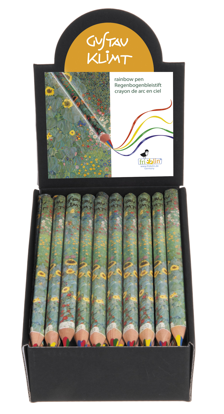 Blyertspennor med regnbågsstift, Bauerngarten, Gustav Klimt, Bordsdisplay med 50 st., TEMA-produkt