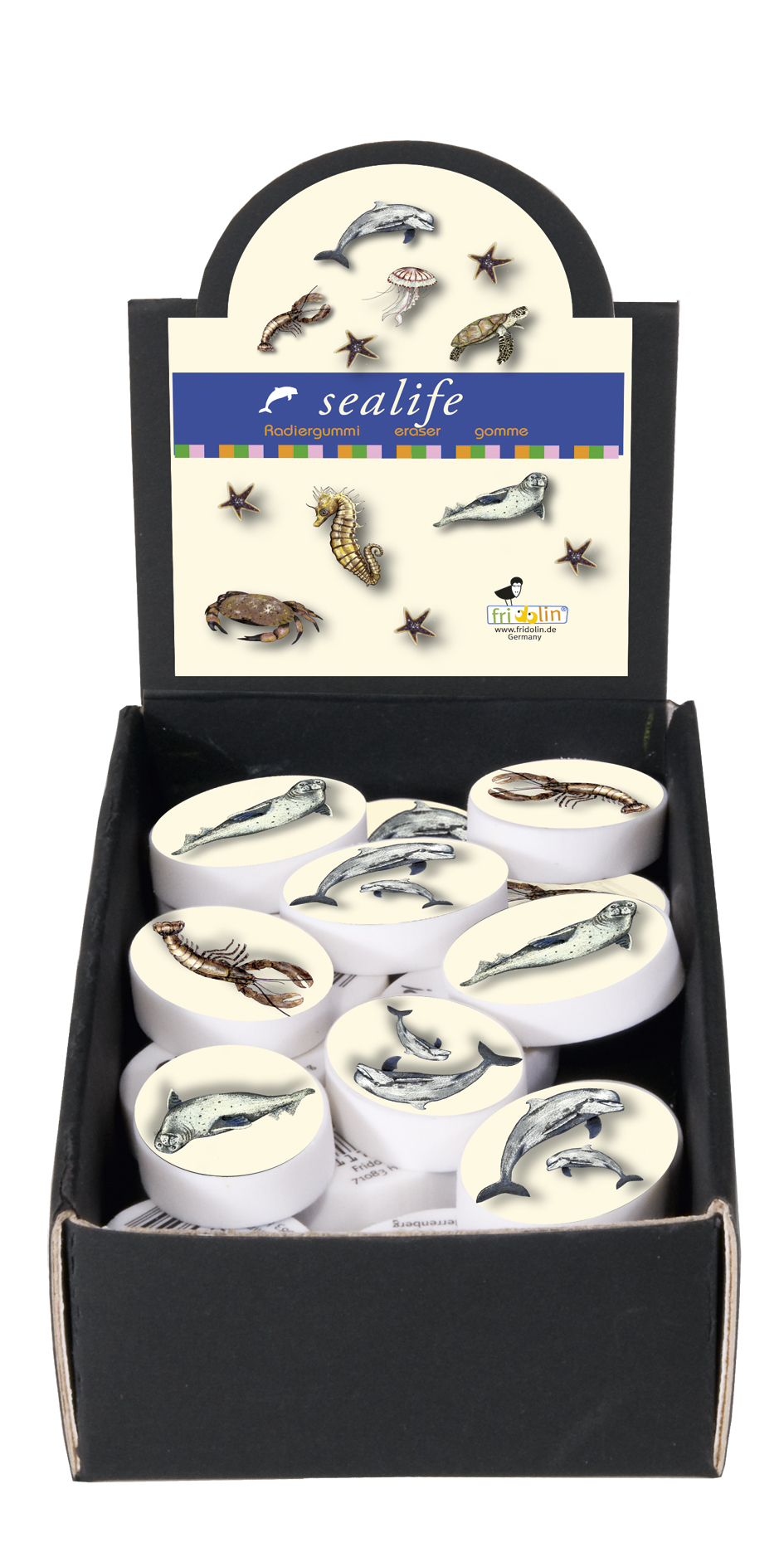 Suddgummin, Sealife, Bordsdisplay med 60 st., TEMA-produkt
