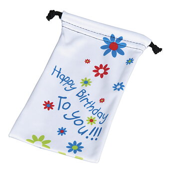 Art Bag, Happy Birthday, Hvid med blomster