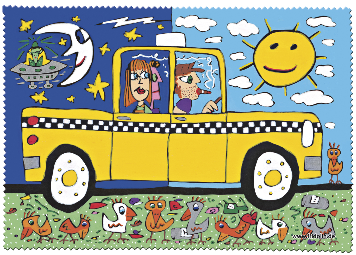 Pudseklud, Taxi and some pigeons, James Rizzi, TEMA-produkt
