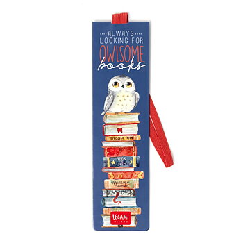 Bokmärke i papp med elastisk ögla, Owl books